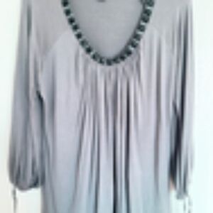 Women's August Silk Blouse with Jewels and Ribbon Tie Sleeves Sz XL